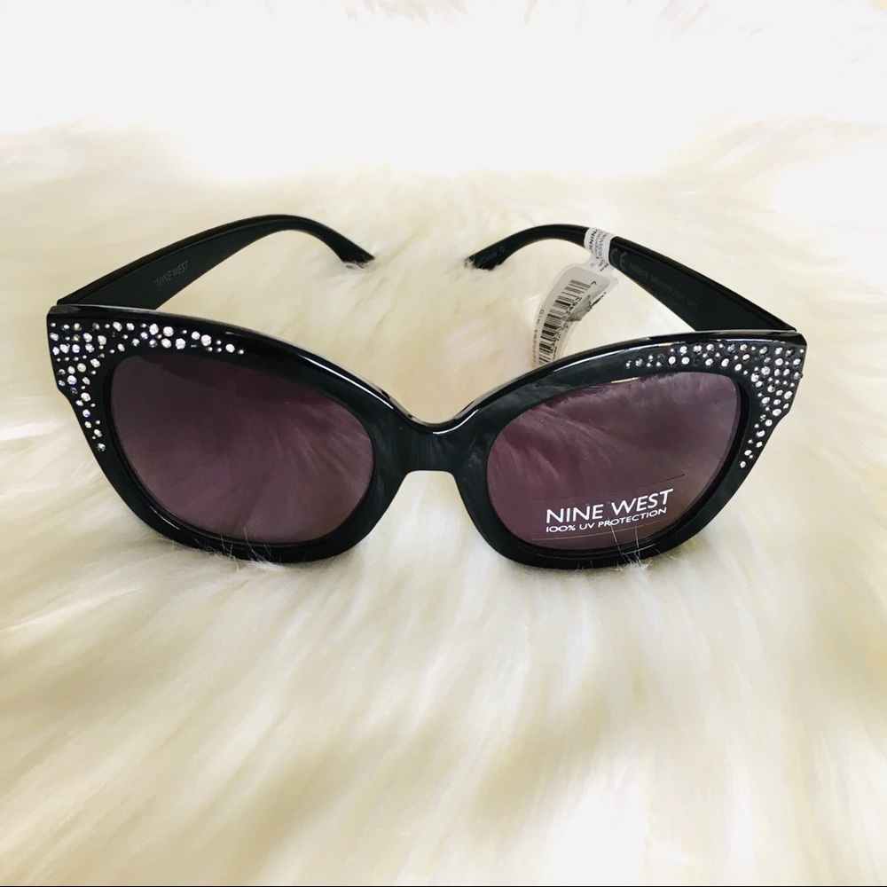 NWT Nine West Women’s Black Cateye Tinted Lens Sunglasses - Picture 2 of 9